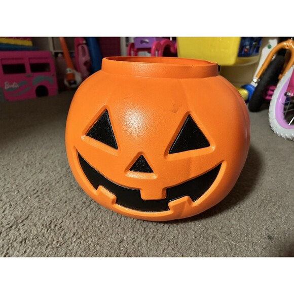 Large Giant Pumpkin Jack-O-Lantern Candy Pail Bucket General Foam Blowmold VTG - Picture 1 of 7